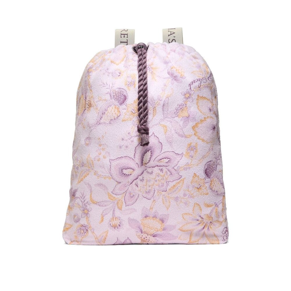 Victoria’s Secret Packable Beach Blanket Backpack Purple Floral Terry Cloth Tote - Picture 1 of 10